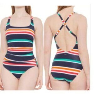 Nautica Womens Striped One-Piece Swimsuit size  Mmedium Nylon Spandex new $98